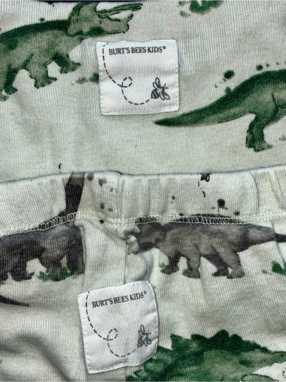 Burt's Bees Green and Gray Dinosaur Pajama Set
